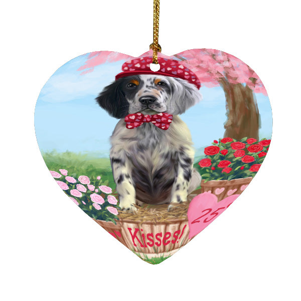 Rosie 25 Cent Kisses English Setter Dog Heart Christmas Ornament HPORA59029