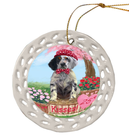 Rosie 25 Cent Kisses English Setter Dog Doily Ornament DPOR58680