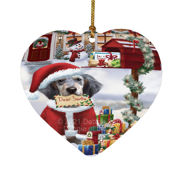 Christmas Dear Santa Mailbox English Setter Dog Heart Christmas Ornament HPORA59001