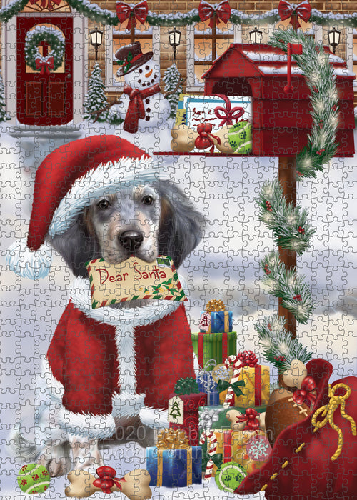 Christmas Dear Santa Mailbox English Setter Dog Portrait Jigsaw Puzzle for Adults Animal Interlocking Puzzle Game Unique Gift for Dog Lover's with Metal Tin Box PZL565