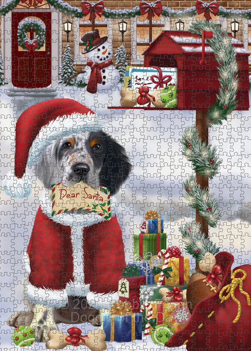Christmas Dear Santa Mailbox English Setter Dog Portrait Jigsaw Puzzle for Adults Animal Interlocking Puzzle Game Unique Gift for Dog Lover's with Metal Tin Box PZL562