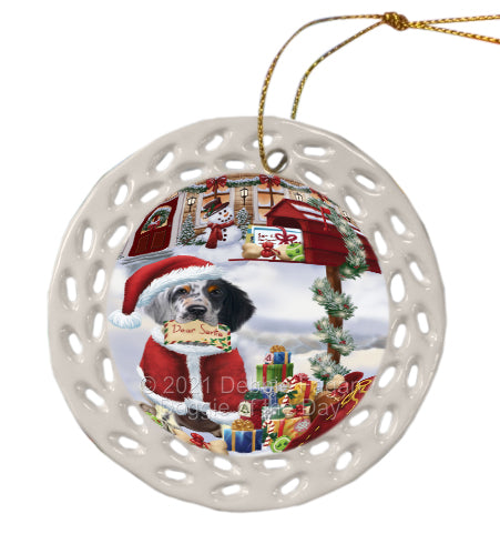 Christmas Dear Santa Mailbox English Setter Dog Doily Ornament DPOR58649