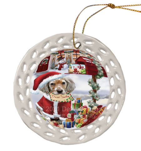 Christmas Dear Santa Mailbox English Setter Dog Doily Ornament DPOR58650