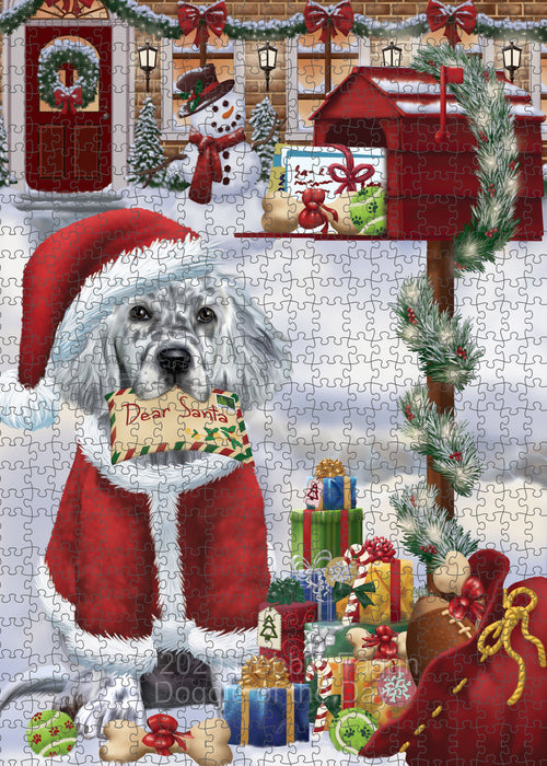Christmas Dear Santa Mailbox English Setter Dog Portrait Jigsaw Puzzle for Adults Animal Interlocking Puzzle Game Unique Gift for Dog Lover's with Metal Tin Box PZL564