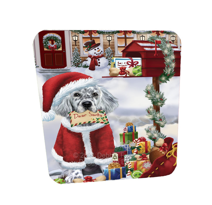 Christmas Dear Santa Mailbox English Setter Dog Coasters Set of 4 CSTA58239