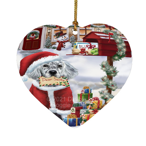 Christmas Dear Santa Mailbox English Setter Dog Heart Christmas Ornament HPORA59000
