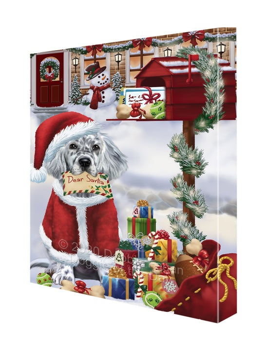 Christmas Dear Santa Mailbox English Setter Dog Canvas Wall Art - Premium Quality Ready to Hang Room Decor Wall Art Canvas - Unique Animal Printed Digital Painting for Decoration CVS269