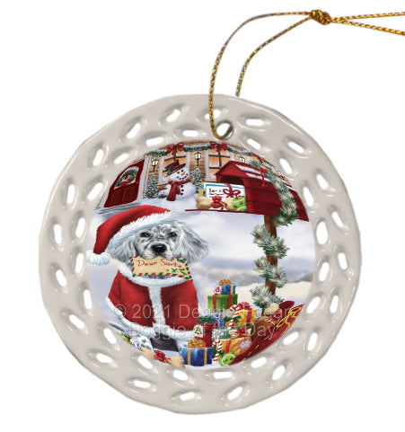 Christmas Dear Santa Mailbox English Setter Dog Doily Ornament DPOR58651