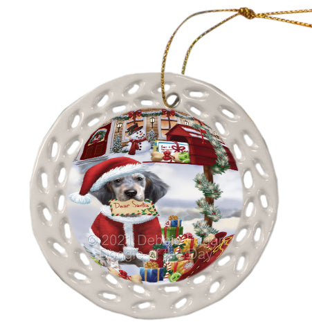 Christmas Dear Santa Mailbox English Setter Dog Doily Ornament DPOR58652