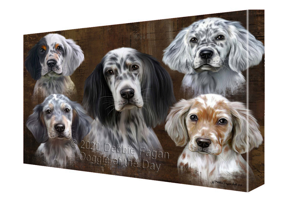 Rustic 5 Heads English Setter Dogs Canvas Wall Art - Premium Quality Ready to Hang Room Decor Wall Art Canvas - Unique Animal Printed Digital Painting for Decoration