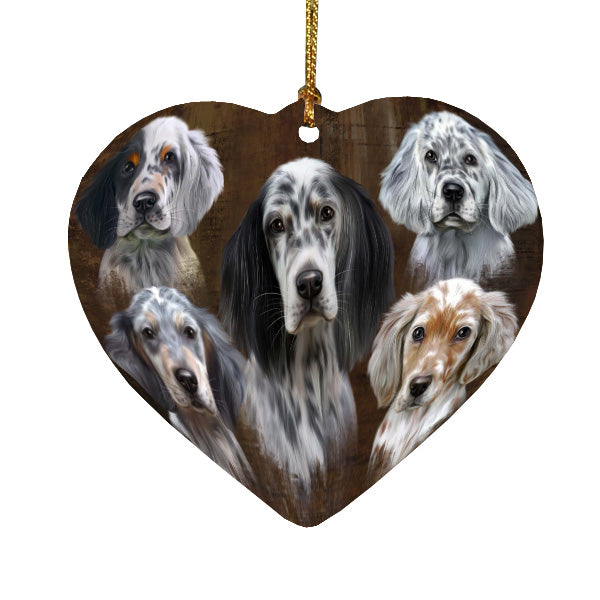 Rustic 5 Heads English Setter Dogs Heart Christmas Ornament HPORA59015