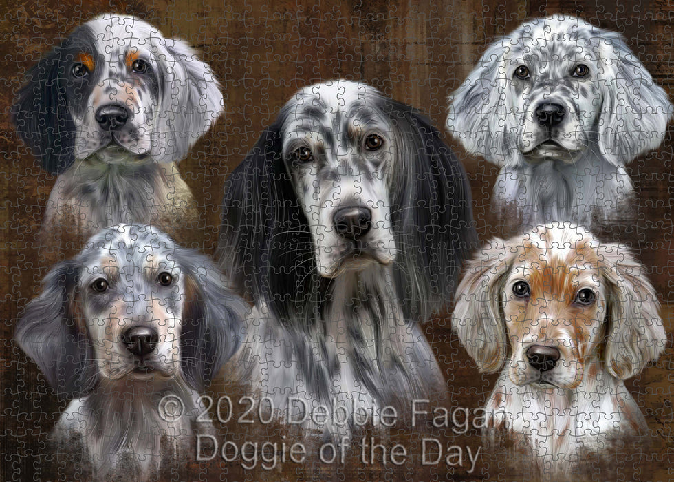 Rustic 5 Heads English Setter Dogs Portrait Jigsaw Puzzle for Adults Animal Interlocking Puzzle Game Unique Gift for Dog Lover's with Metal Tin Box