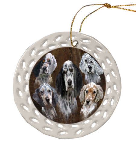 Rustic 5 Heads English Setter Dogs Doily Ornament DPOR58666