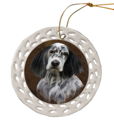 Rustic English Setter Dog Doily Ornament DPOR58624