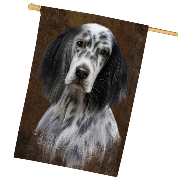 Rustic English Setter Dog House Flag Outdoor Decorative Double Sided Pet Portrait Weather Resistant Premium Quality Animal Printed Home Decorative Flags 100% Polyester FLG69006