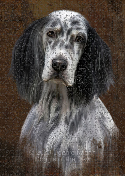 Rustic English Setter Dog Portrait Jigsaw Puzzle for Adults Animal Interlocking Puzzle Game Unique Gift for Dog Lover's with Metal Tin Box PZL497