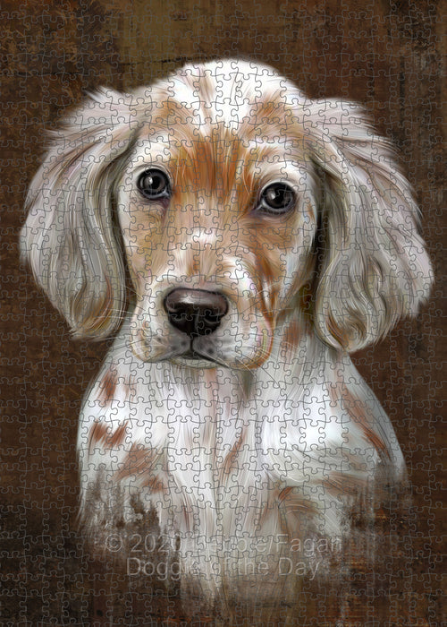 Rustic English Setter Dog Portrait Jigsaw Puzzle for Adults Animal Interlocking Puzzle Game Unique Gift for Dog Lover's with Metal Tin Box PZL498