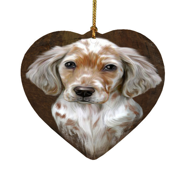 Rustic English Setter Dog Heart Christmas Ornament HPORA58974