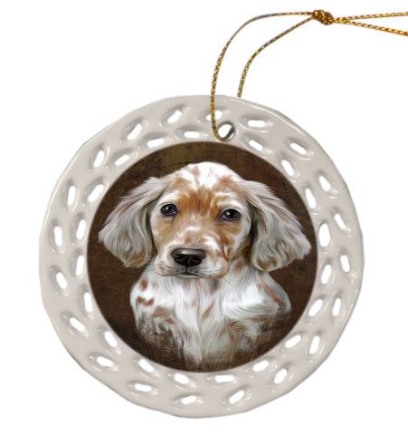 Rustic English Setter Dog Doily Ornament DPOR58625