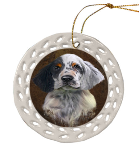 Rustic English Setter Dog Doily Ornament DPOR58626