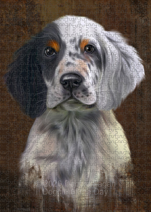 Rustic English Setter Dog Portrait Jigsaw Puzzle for Adults Animal Interlocking Puzzle Game Unique Gift for Dog Lover's with Metal Tin Box PZL499