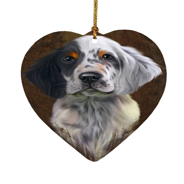 Rustic English Setter Dog Heart Christmas Ornament HPORA58975