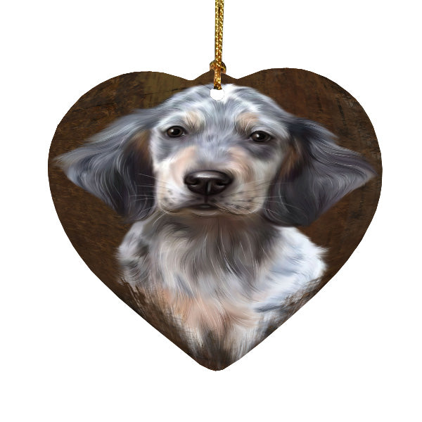 Rustic English Setter Dog Heart Christmas Ornament HPORA58976