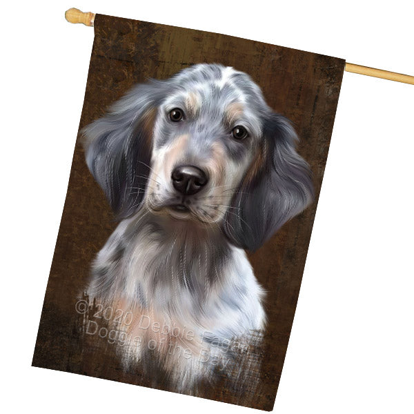 Rustic English Setter Dog House Flag Outdoor Decorative Double Sided Pet Portrait Weather Resistant Premium Quality Animal Printed Home Decorative Flags 100% Polyester FLG69009