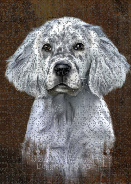 Rustic English Setter Dog Portrait Jigsaw Puzzle for Adults Animal Interlocking Puzzle Game Unique Gift for Dog Lover's with Metal Tin Box PZL501