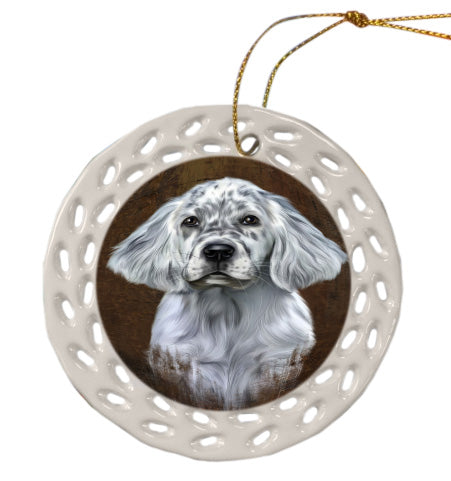 Rustic English Setter Dog Doily Ornament DPOR58628
