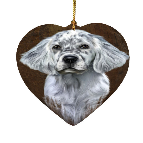 Rustic English Setter Dog Heart Christmas Ornament HPORA58977