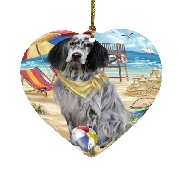 Pet Friendly Beach English Setter Dog  Heart Christmas Ornament HPORA58897