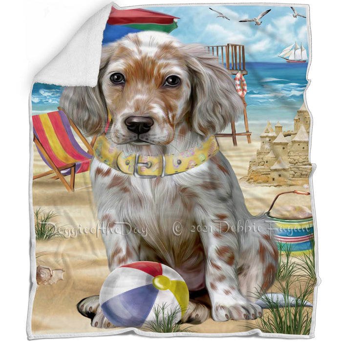 Pet Friendly Beach English Setter Dog Blanket BLNKT142490