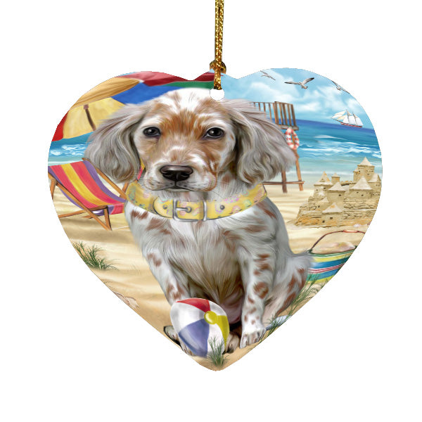 Pet Friendly Beach English Setter Dog  Heart Christmas Ornament HPORA58898