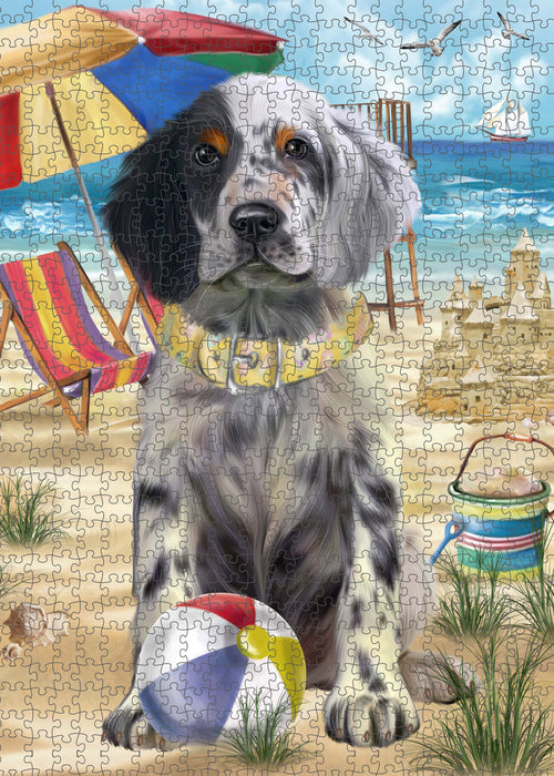 Pet Friendly Beach English Setter Dog Portrait Jigsaw Puzzle for Adults Animal Interlocking Puzzle Game Unique Gift for Dog Lover's with Metal Tin Box PZL439