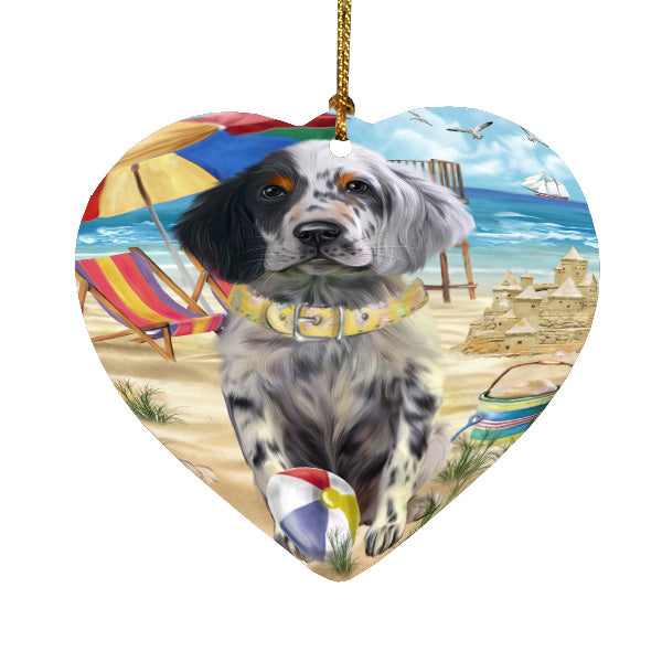 Pet Friendly Beach English Setter Dog  Heart Christmas Ornament HPORA58899