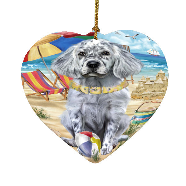 Pet Friendly Beach English Setter Dog  Heart Christmas Ornament HPORA58900