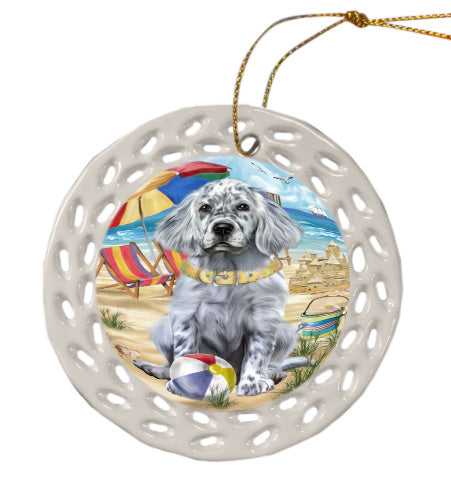 Pet Friendly Beach English Setter Dog Doily Ornament DPOR58551