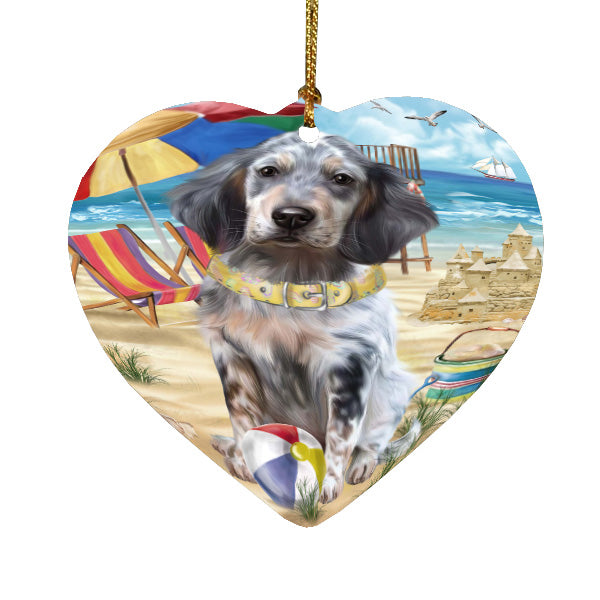 Pet Friendly Beach English Setter Dog  Heart Christmas Ornament HPORA58901