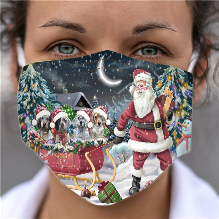 Santa Sled Dogs Christmas Happy Holidays English Setter Dogs Face Mask FM48995