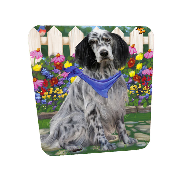 Spring Floral English Setter Dog Coasters Set of 4 CSTA58534