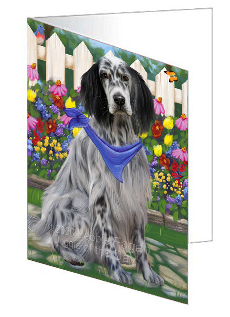 Spring Floral English Setter Dog Handmade Artwork Assorted Pets Greeting Cards and Note Cards with Envelopes for All Occasions and Holiday Seasons