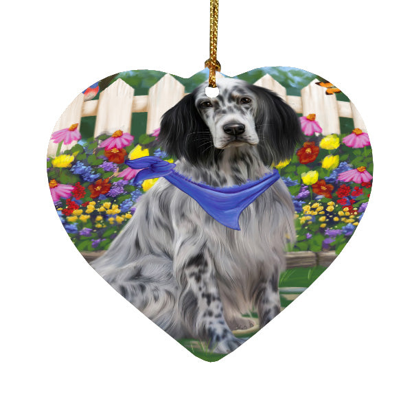 Spring Floral English Setter Dog Heart Christmas Ornament HPORA59295