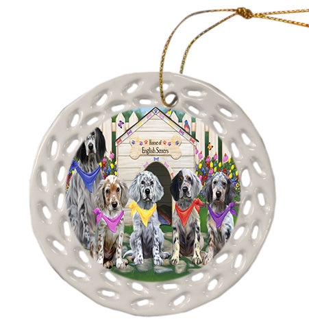 Spring Dog House English Setter Dogs Doily Ornament DPOR58919