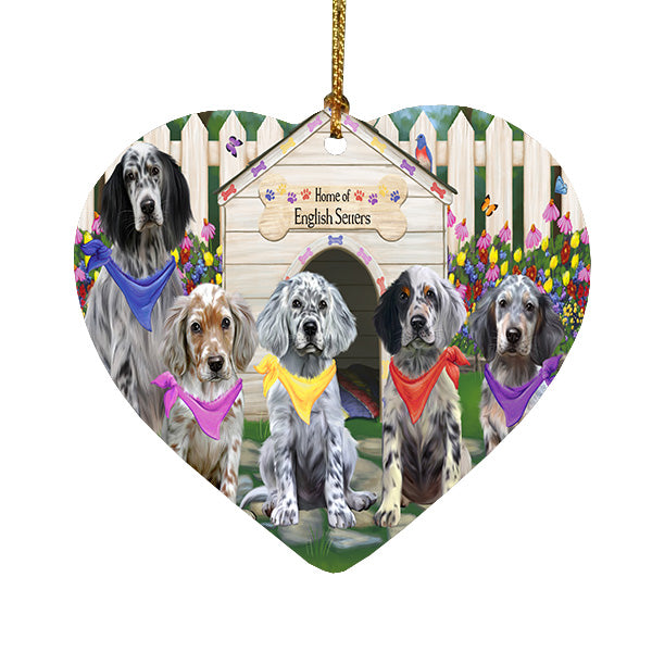 Spring Dog House English Setter Dogs Heart Christmas Ornament HPORA59283