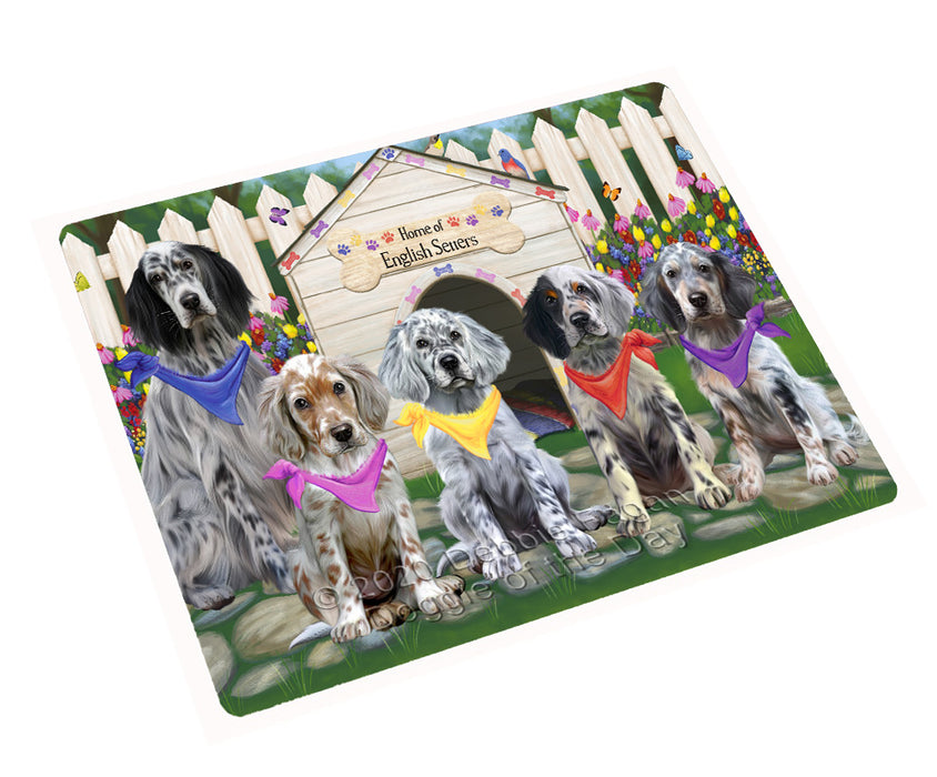 Spring Dog House English Setter Dogs Cutting Board - For Kitchen - Scratch & Stain Resistant - Designed To Stay In Place - Easy To Clean By Hand - Perfect for Chopping Meats, Vegetables