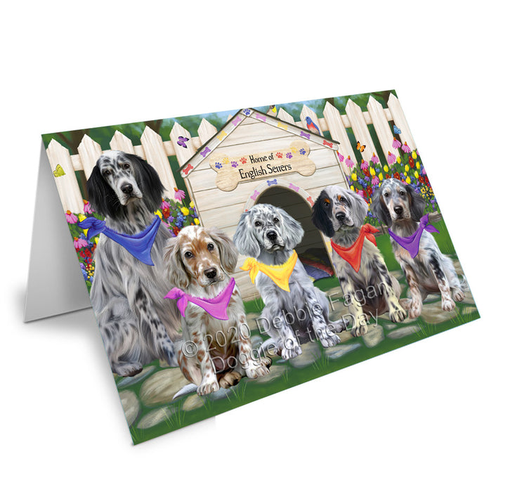 Spring Dog House English Setter Dogs Handmade Artwork Assorted Pets Greeting Cards and Note Cards with Envelopes for All Occasions and Holiday Seasons