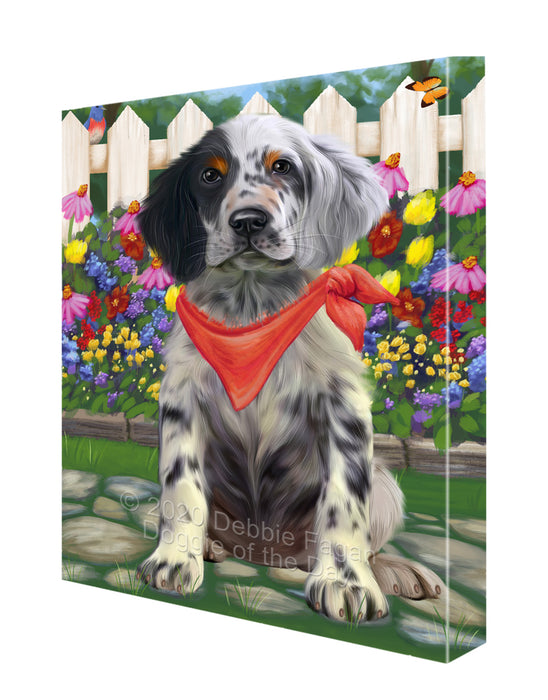 Spring Floral English Setter Dog Canvas Wall Art - Premium Quality Ready to Hang Room Decor Wall Art Canvas - Unique Animal Printed Digital Painting for Decoration CVS481