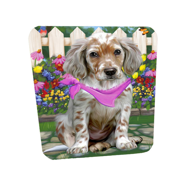 Spring Floral English Setter Dog Coasters Set of 4 CSTA58535