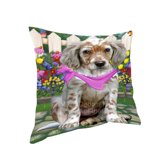 Spring Floral English Setter Dog Pillow with Top Quality High-Resolution Images - Ultra Soft Pet Pillows for Sleeping - Reversible & Comfort - Ideal Gift for Dog Lover - Cushion for Sofa Couch Bed - 100% Polyester, PILA93163